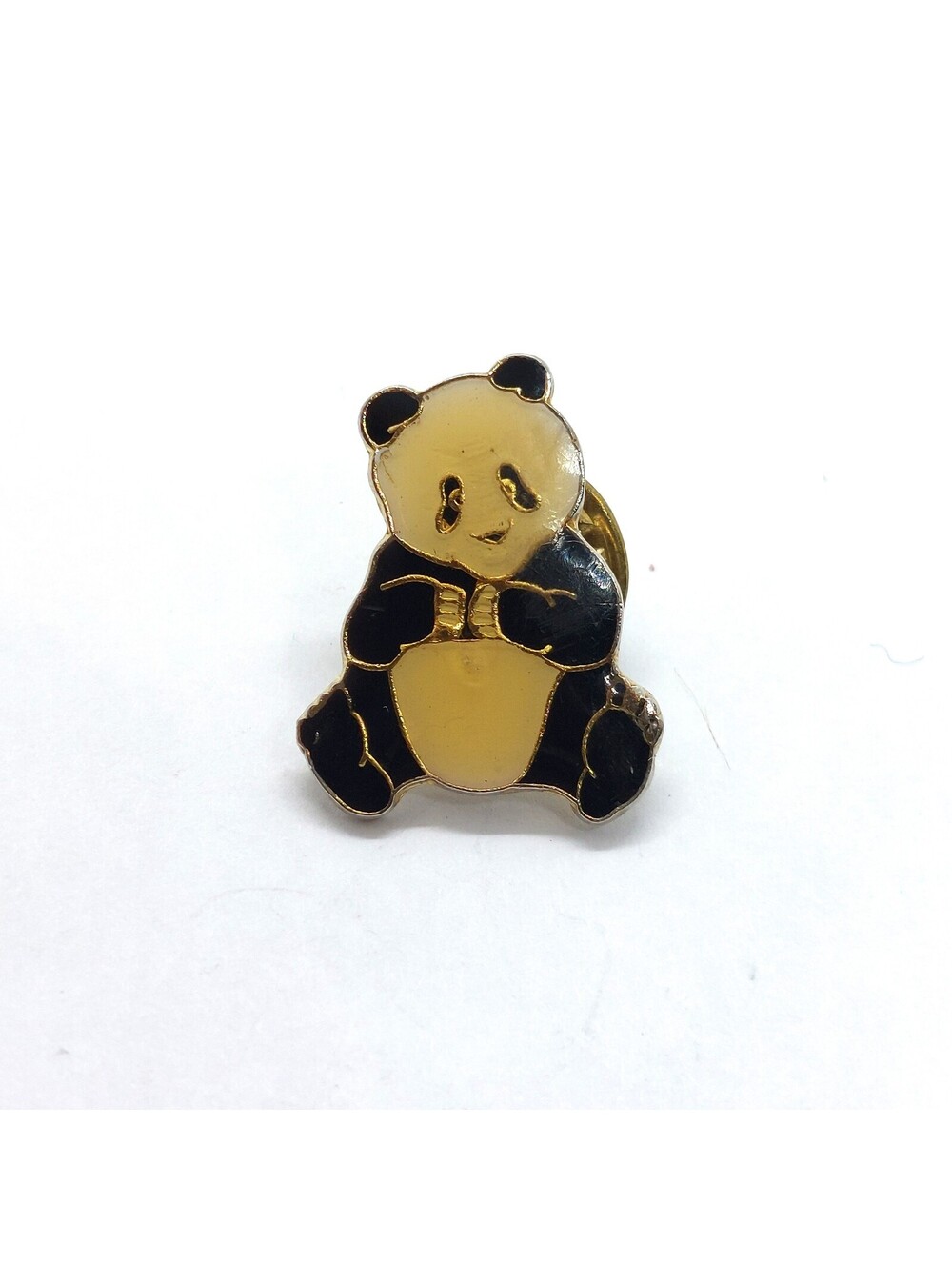 Vintage Panda Bear Enamel Pin Sitting Waving Zoo Wildlife China Animal Lapel